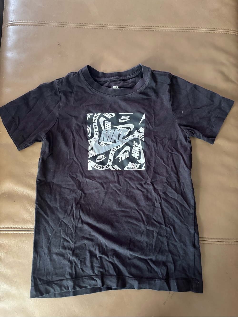 Nike Black Short Sleeve Tee with White Logo Square